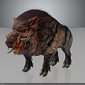 Grotesque Boar Creature Character With Torn Skin Bloodstains And Sharp Tusks