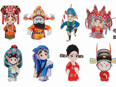 Colorful Traditional Cartoon Peking Opera Character Pendant Decorations for Home Living Room Ornaments 3d model