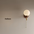 Poliform Modern Wall Lamp With White Spherical Shade And Wooden Base On Light Colored Wall