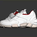 White Lace Up Casual Sneakers With Red Lining And Modern Design For Everyday Wear