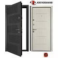 Modern Stylish Swing Doors With Black And Light Panels Striped Designs And Secure Locks