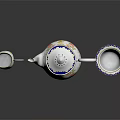 Elegant Ceramic Tea Set with Decorative Patterns Blue Rim Gold Accents and Heart Motifs