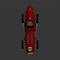 Red Vintage Race Car Model with Number 68 Streamlined Design and Front Yellow Orange Accents