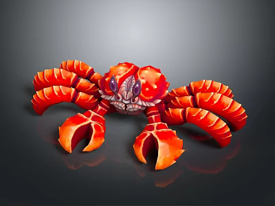 Vibrant Red Aquatic Crab With Sharp Claws Multiple Legs And Striking Appearance 3d model