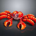 Vibrant Red Aquatic Crab With Sharp Claws Multiple Legs And Striking Appearance 3d model