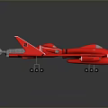 Futuristic Red Metallic Aircraft Model With Detailed Engine And Wing Design