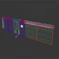 Chain Link Fence Structure With Barbed Wire For Security And Boundary 3d model
