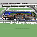 Orange And White Modern School Building With Multi Story Classrooms Campus Square And Trees