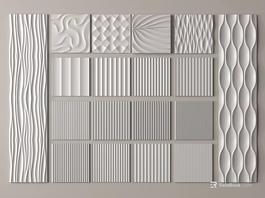 Stylish Decorative Wall Panels Featuring Different Textures And Patterns For Interior Design 3d model 