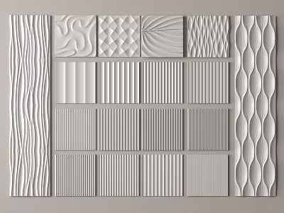 Stylish Decorative Wall Panels Featuring Different Textures And Patterns For Interior Design 3d model