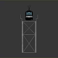 Rusty Metal Truss Bridge With Black Moving Train And Gray Background