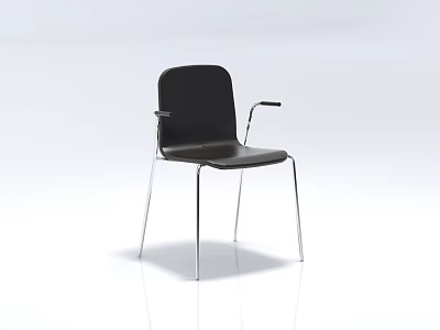 Modern Black Leisure Chair With Sleek Metal Frame And Comfortable Armrests 3d model