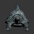 Blue Transparent Turtle Sculpture With Spiked Shell Gray Limbs And Dark Background 3d model