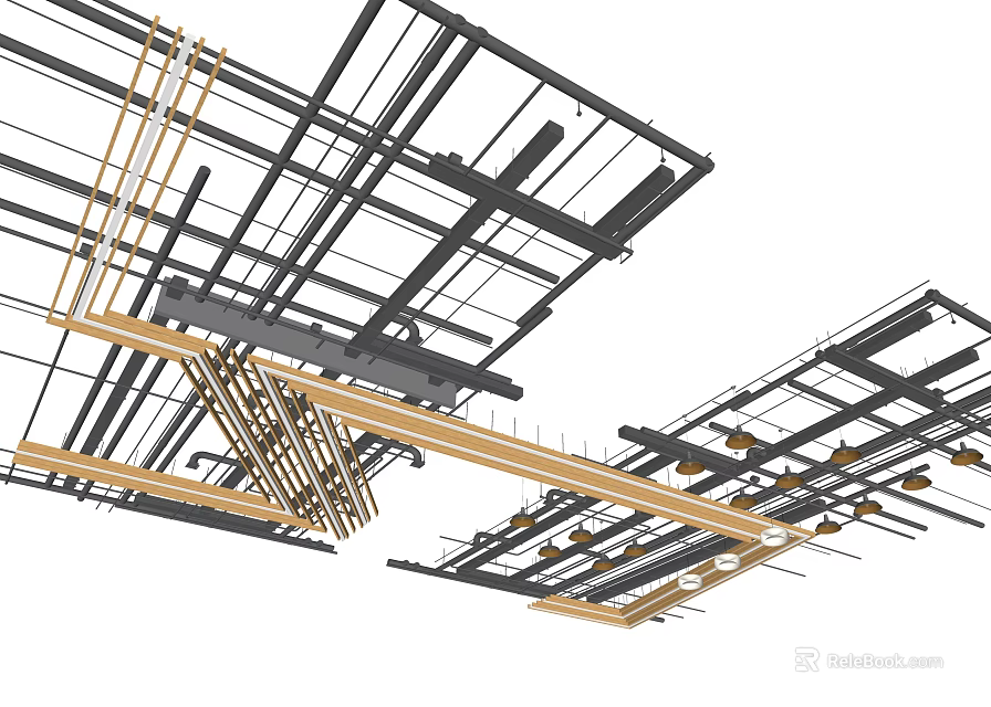 Industrial Pipeline Structure With Crossing Steel Pipes And Framework Layout Design 3d model 