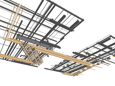 Industrial Pipeline Structure With Crossing Steel Pipes And Framework Layout Design 3d model