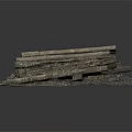 Rustic Stacked Wooden Logs Placed On Textured Natural Stone Surface With Grain