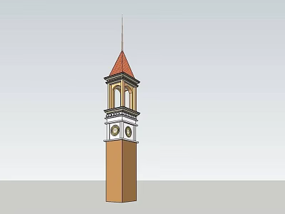 Classic Clock Tower With Red Spire Brown Structure And Decorative Windows 3d model