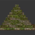 Ancient Stone Pyramid Structure With Moss Covered Steps And Layers