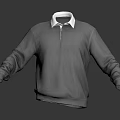 Gray Polo Style Sweater With White Collar And Long Sleeves Casual Wear