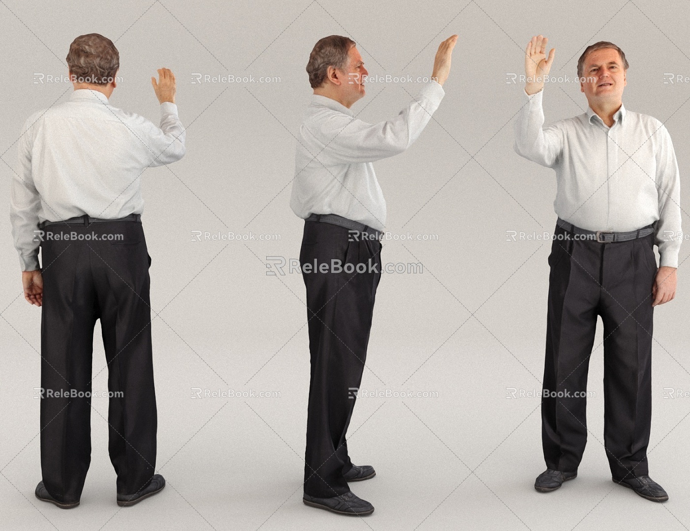 Waving Goodbye Gesture Man Old Man 3d model