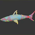 Blue Mechanical Shark Aquatic Animal With Metallic Shiny Surface And Reflective Body On Dark Background