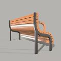 Slatted Wooden Public Bench With Armrests And Black Legs For Outdoor Spaces