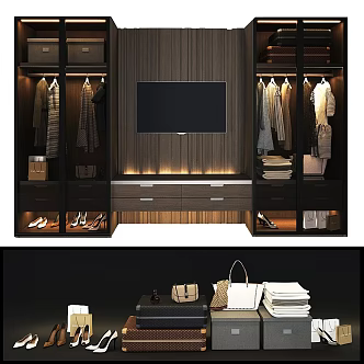 Modern TV Background Wall Poliform Wardrobe Bedroom Wardrobe TV Wall 3d model