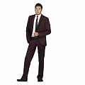 A Well Dressed Man In Burgundy Suit White Shirt And Tie Standing Pose