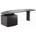Elegant Modern Wooden Office Desk With Transparent Top And Drawer Cabinet