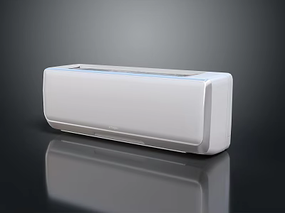 White Modern Air Conditioner Featuring Sleek Design And Blue Accent Line For Home Use 3d model