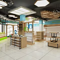 Kids Furniture Store Interior Design With Display Shelves Cashier Counter And Modern Lighting