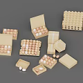 Fresh Eggs In Various Open Carton Packaging With White And Brown Shells And Stacked Boxes