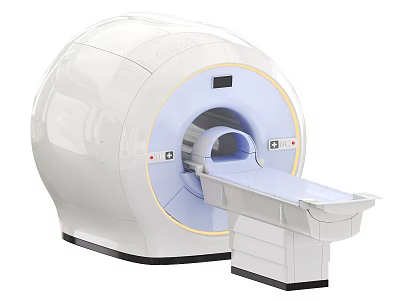 Modern Medical MRI Scanner With White Circular Structure And Patient Table 3d model