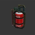 Red Fire Extinguisher With Black Frame And Safety Instruction Labels 3d model
