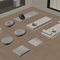 Minimalist Indoor Seating With White Floor Cushions Bench And Natural Light