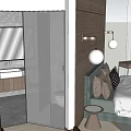Cozy Hotel Room Interior With Bed Sofa Small Round Table And Wooden Wall