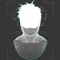 Man With Red Spiky Hair Blue Eyes And Detailed Upper Body Features
