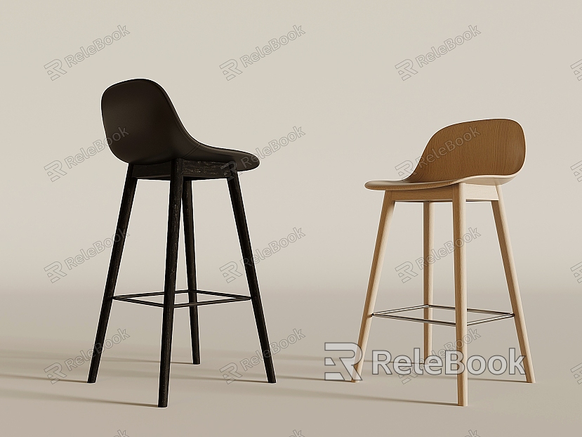 Modern Bar Chair Bar Stool High Stool Without Armrest Bar Stool Solid Wood Bar Stool Bar Stool Bar Stool model