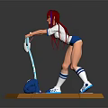 Red Haired Girl In Sportswear Riding Colorful Balance Board With Number Five