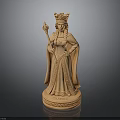 Elegant Woman Statue Wearing Crown Holding Scepter in Long Robe with Courage Inscribed Base