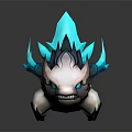 Mythical Fantasy Creature With White Body Black Details And Blue Glowing Spines 3D Render