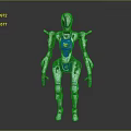 Humanoid Robot With Silver Blue Mechanical Armor And 3D Model Structure