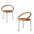 Modern Minimalist Dining Chairs With Wooden Seat And Round Metal Legs Design