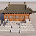 Traditional Chinese Ancient Architecture With Classic Roof Wooden Doors Stone Steps And Ornamental Railings