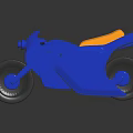 Shiny Blue Motorcycle With Yellow Seat And Sleek Modern Aerodynamic Design
