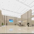 Bright Modern Hotel Lobby Interior With Marble Floor Reception Desk And Potted Plants