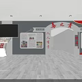 Anti Drug Education Exhibition Hall Entrance With Red Banners And Glass Doors