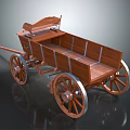 Vintage Wooden Carriage Design With Spoked Wheels And Classic Wooden Structure