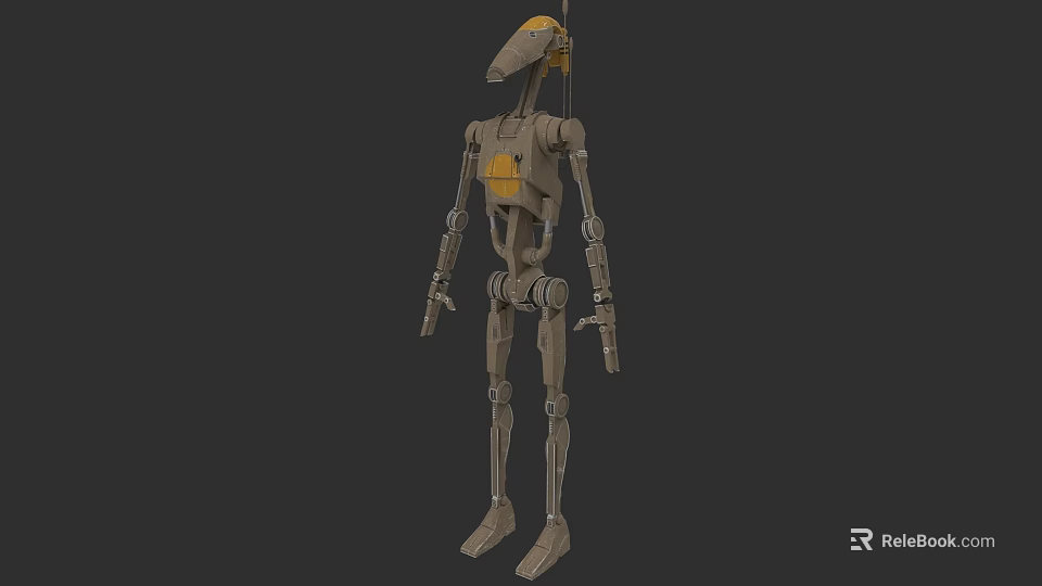 Mechanical Robotic Character With Long Neck Slender Limbs And Yellow Structure 3d model 