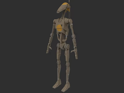 Mechanical Robotic Character With Long Neck Slender Limbs And Yellow Structure 3d model
